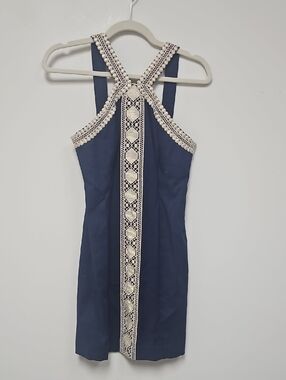 Lilly Pulitzer Navy Dress with Cream Crochet Trim
